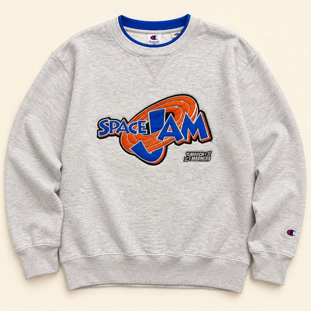Champion Space Jam March Madness Crewneck Sweatshirt Gray Size L NWT